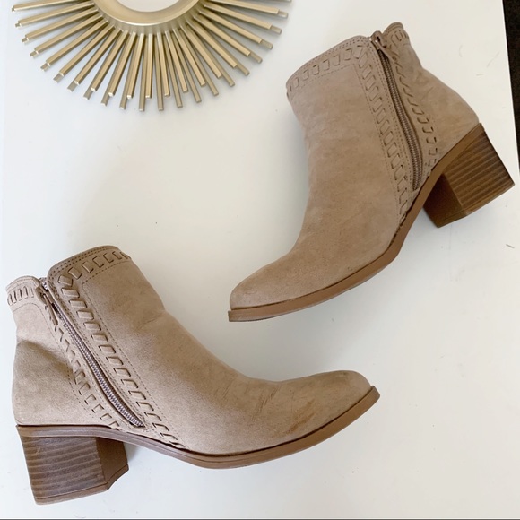 JustFab Shoes - Just Fab Zip Up Tan Booties